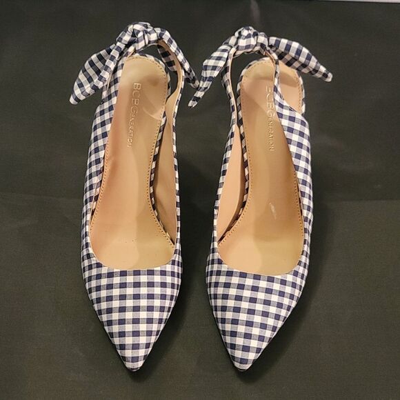 BCBGENERATION HENAYA LEATHE STYLISH CHECKER SLINGBACK HEEL - Picture 3 of 16